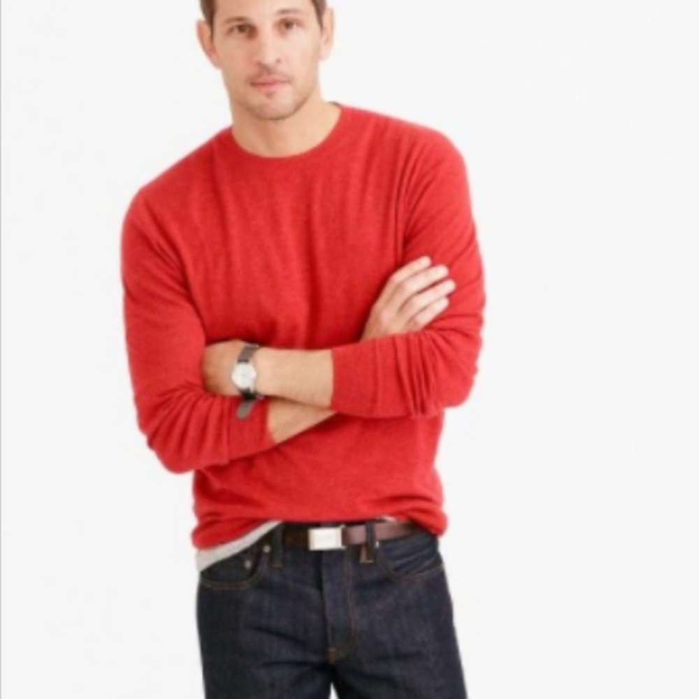 J. Crew Cotton Cashmere Crewneck Orange Sweater